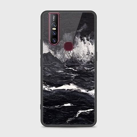 Vivo V15 Cover - Black Marble Series - HQ Ultra Shine Premium Infinity Glass Soft Silicon Borders Case