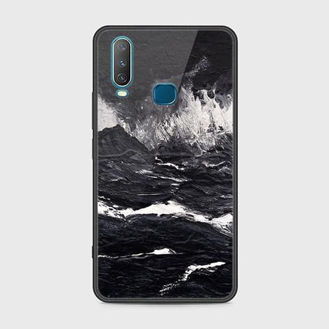 Vivo Y12 Cover - Black Marble Series - HQ Ultra Shine Premium Infinity Glass Soft Silicon Borders Case