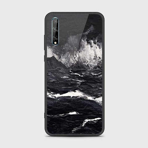 Huawei Y8p Cover - Black Marble Series - HQ Ultra Shine Premium Infinity Glass Soft Silicon Borders Case