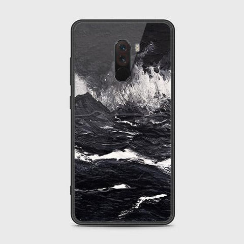 Xiaomi Pocophone F1 Cover - Black Marble Series - HQ Ultra Shine Premium Infinity Glass Soft Silicon Borders Case