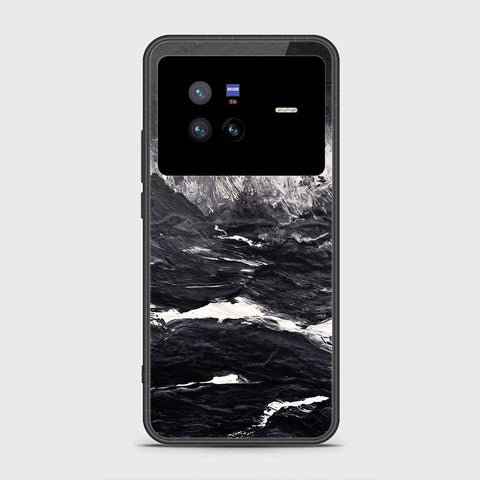 Vivo X80 Cover- Black Marble Series - HQ Ultra Shine Premium Infinity Glass Soft Silicon Borders Case