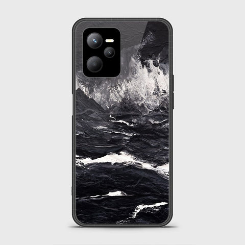 Realme V25 Cover- Black Marble Series - HQ Ultra Shine Premium Infinity Glass Soft Silicon Borders Case