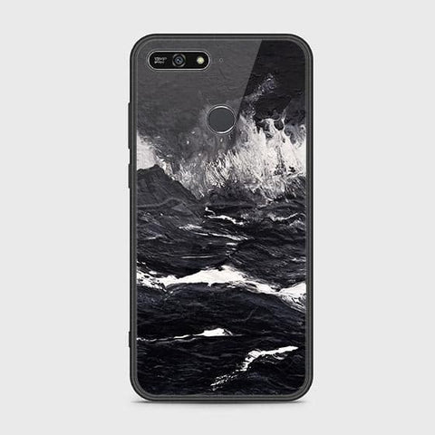 Huawei Y6 Prime 2018 Cover - Black Marble Series - HQ Ultra Shine Premium Infinity Glass Soft Silicon Borders Case