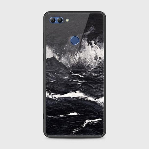 Huawei Y9 2018 Cover - Black Marble Series - HQ Ultra Shine Premium Infinity Glass Soft Silicon Borders Case