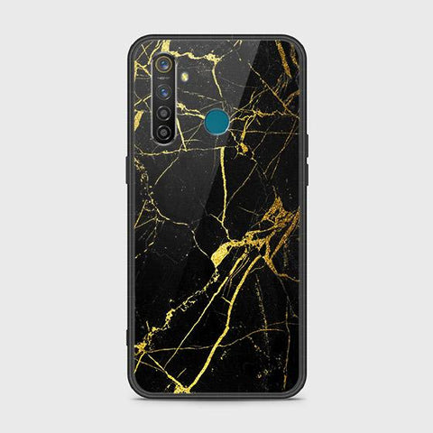 Realme 5 Pro Cover - Black Marble Series - HQ Ultra Shine Premium Infinity Glass Soft Silicon Borders Case