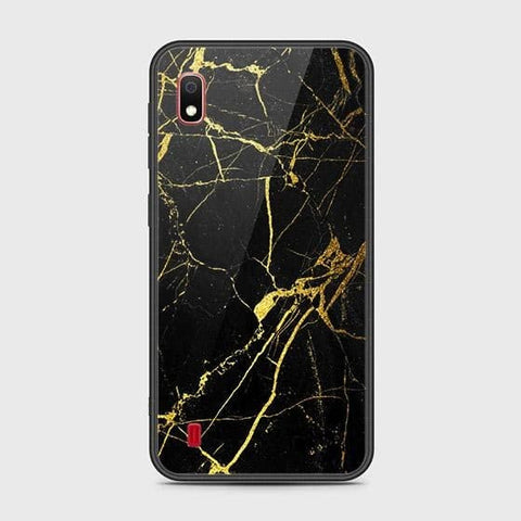 Samsung Galaxy A10 Cover - Black Marble Series - HQ Ultra Shine Premium Infinity Glass Soft Silicon Borders Case