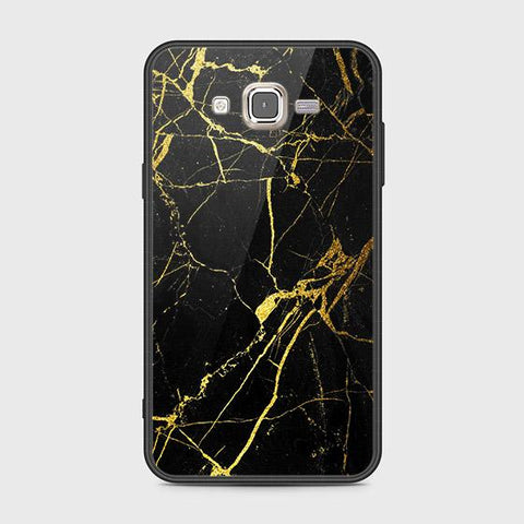 Samsung Galaxy J7 2015 Cover - Black Marble Series - HQ Ultra Shine Premium Infinity Glass Soft Silicon Borders Case