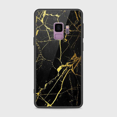 Samsung Galaxy S9 Cover - Black Marble Series - HQ Ultra Shine Premium Infinity Glass Soft Silicon Borders Case