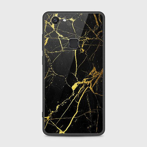 Vivo V7 Plus Cover - Black Marble Series - HQ Ultra Shine Premium Infinity Glass Soft Silicon Borders Case