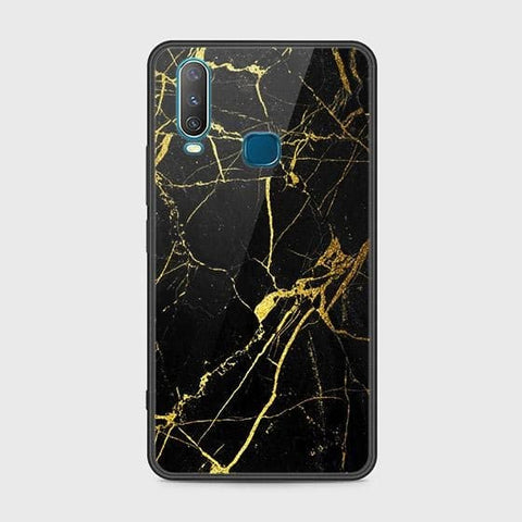 Vivo Y12 Cover - Black Marble Series - HQ Ultra Shine Premium Infinity Glass Soft Silicon Borders Case