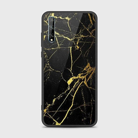 Huawei Y8p Cover - Black Marble Series - HQ Ultra Shine Premium Infinity Glass Soft Silicon Borders Case