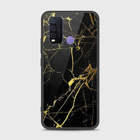 Vivo Y30 Cover - Black Marble Series - HQ Ultra Shine Premium Infinity Glass Soft Silicon Borders Case