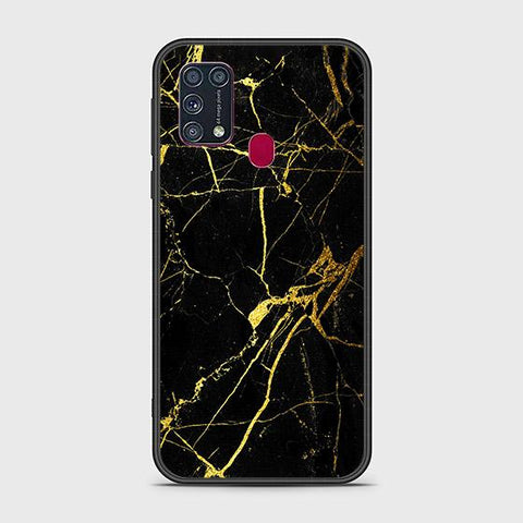 Samsung Galaxy M21 Cover - Black Marble Series - HQ Ultra Shine Premium Infinity Glass Soft Silicon Borders Case