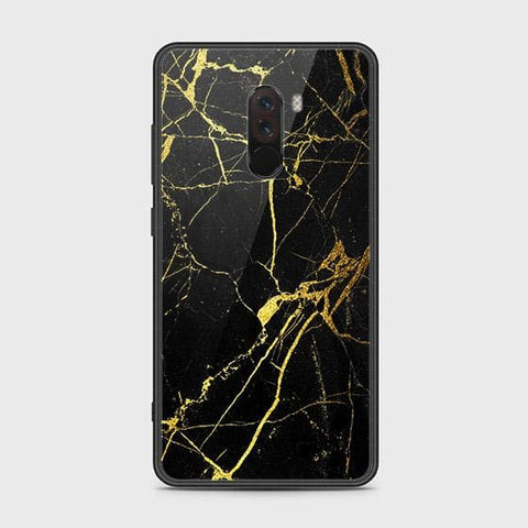 Xiaomi Pocophone F1 Cover - Black Marble Series - HQ Ultra Shine Premium Infinity Glass Soft Silicon Borders Case