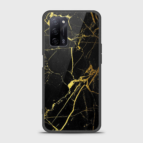 Oppo A55s Cover- Black Marble Series - HQ Ultra Shine Premium Infinity Glass Soft Silicon Borders Case