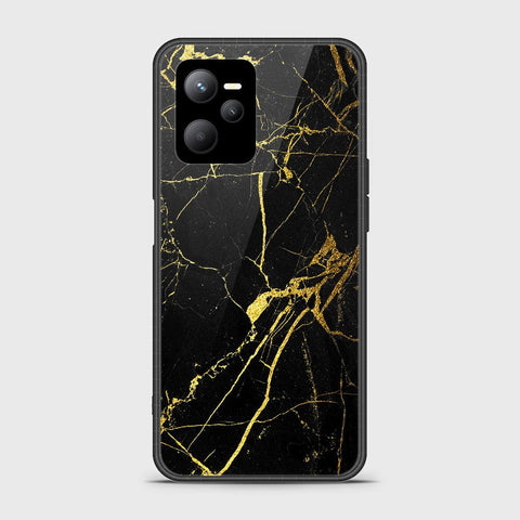 Realme V25 Cover- Black Marble Series - HQ Ultra Shine Premium Infinity Glass Soft Silicon Borders Case