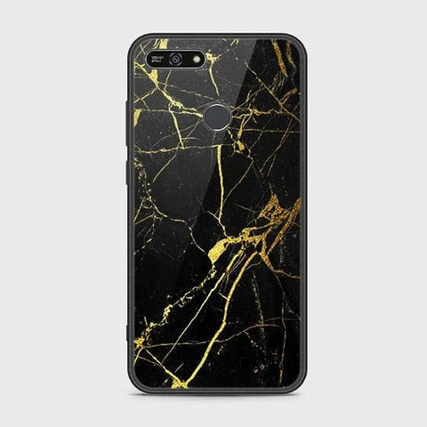 Huawei Y6 Prime 2018 Cover - Black Marble Series - HQ Ultra Shine Premium Infinity Glass Soft Silicon Borders Case