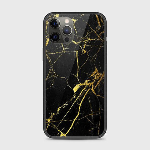 iPhone 12 Pro Cover - Black Marble Series - HQ Ultra Shine Premium Infinity Glass Soft Silicon Borders Case