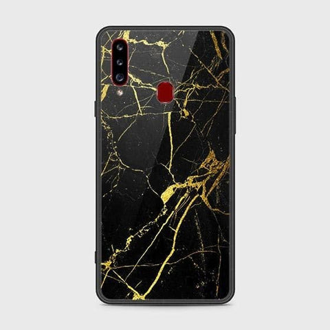 Samsung Galaxy A20s Cover - Black Marble Series - HQ Ultra Shine Premium Infinity Glass Soft Silicon Borders Case