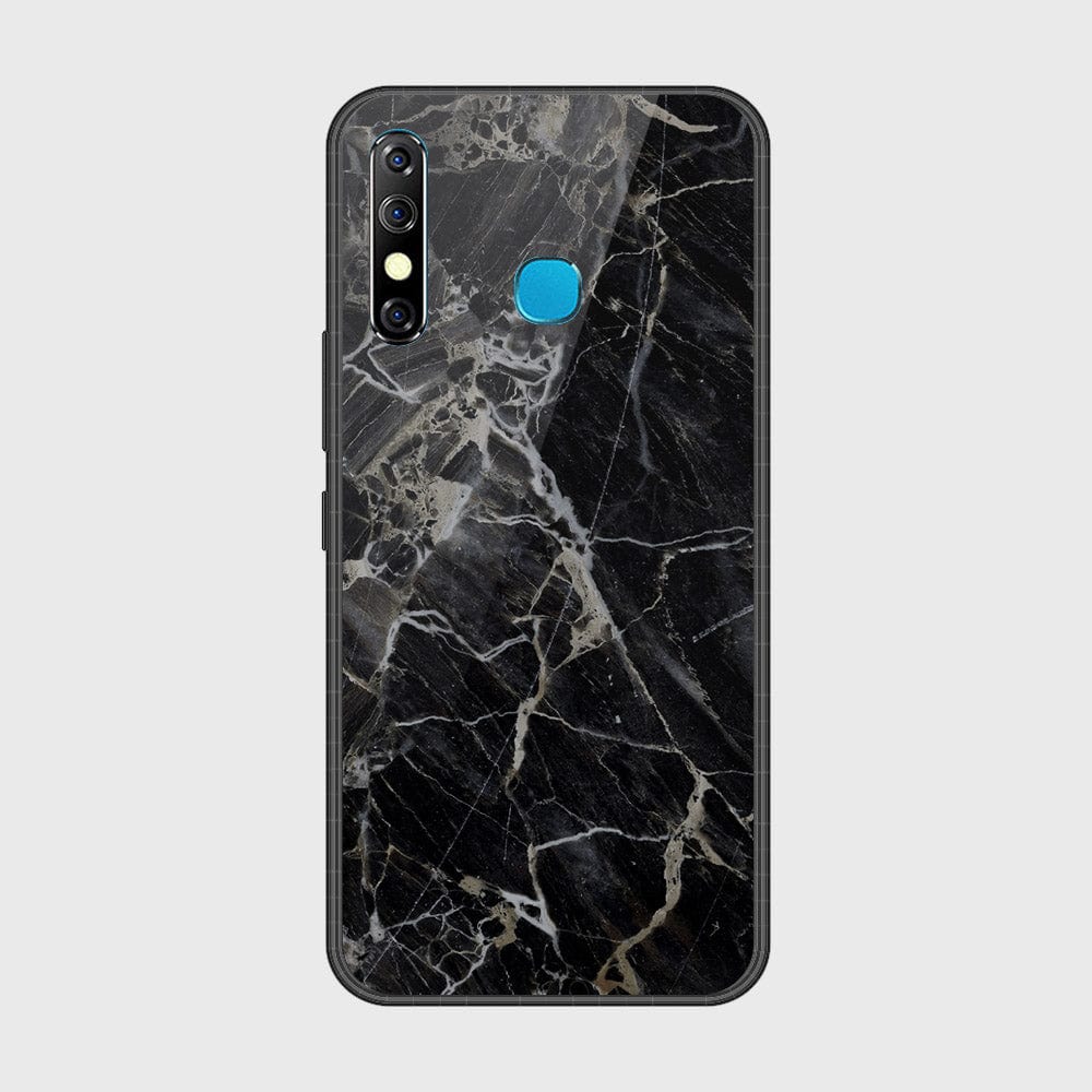 Infinix Hot 8Cover- Black Marble Series - HQ Ultra Shine Premium Infinity Glass Soft Silicon Borders Case