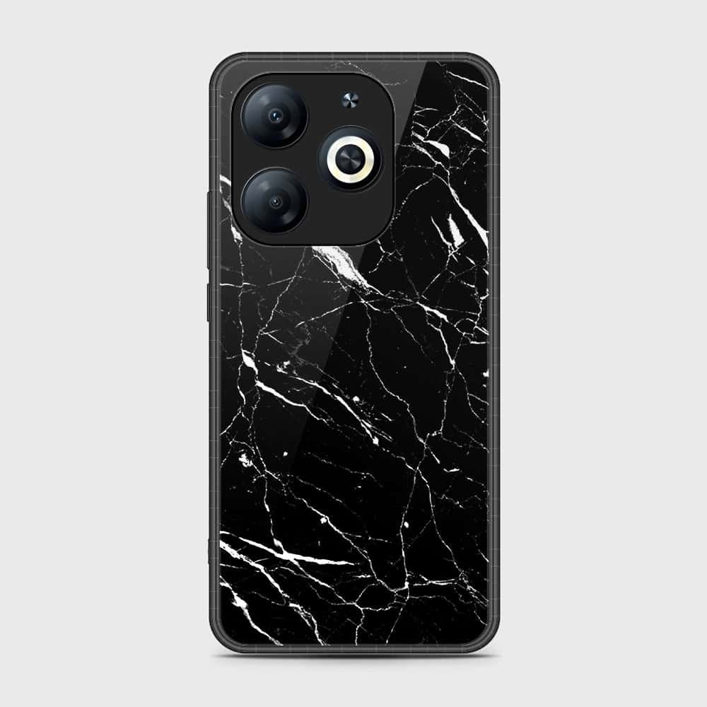 Infinix Smart 8 Pro Cover- Black Marble Series - HQ Ultra Shine Premium Infinity Glass Soft Silicon Borders Case (Fast Delivery)