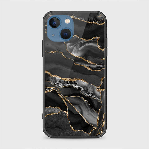 iPhone 13 Cover - Black Marble Series - HQ Ultra Shine Premium Infinity Glass Soft Silicon Borders Case