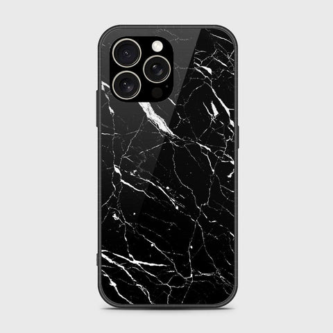 iPhone 15 Pro Max Cover- Black Marble Series - HQ Ultra Shine Premium Infinity Glass Soft Silicon Borders Case