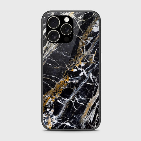 iPhone 15 Pro Cover- Black Marble Series - HQ Ultra Shine Premium Infinity Glass Soft Silicon Borders Case