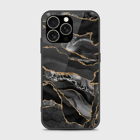 iPhone 15 Pro Max Cover- Black Marble Series - HQ Ultra Shine Premium Infinity Glass Soft Silicon Borders Case