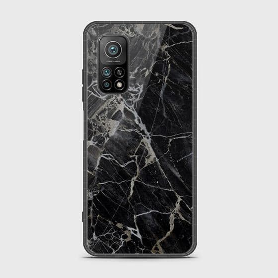 Xiaomi Mi 10T Pro Cover - Black Marble Series - HQ Ultra Shine Premium Infinity Glass Soft Silicon Borders Case