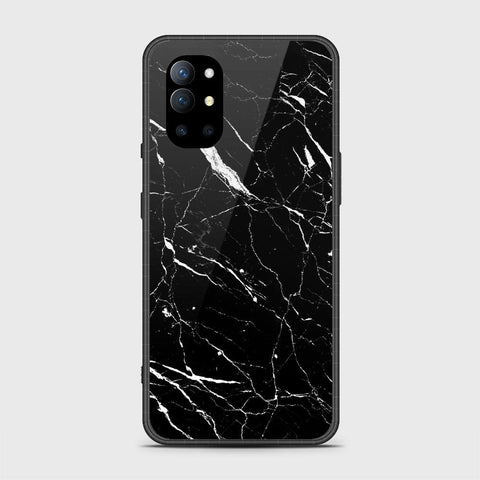 OnePlus 9R Cover - Black Marble Series - HQ Ultra Shine Premium Infinity Glass Soft Silicon Borders Casee