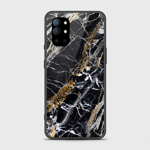 OnePlus 9R Cover - Black Marble Series - HQ Ultra Shine Premium Infinity Glass Soft Silicon Borders Casee