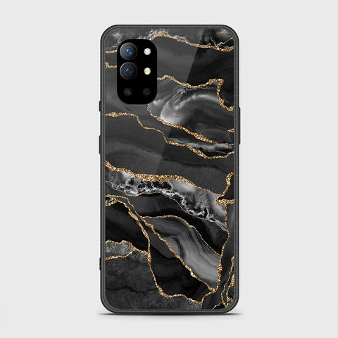 OnePlus 9R Cover - Black Marble Series - HQ Ultra Shine Premium Infinity Glass Soft Silicon Borders Casee