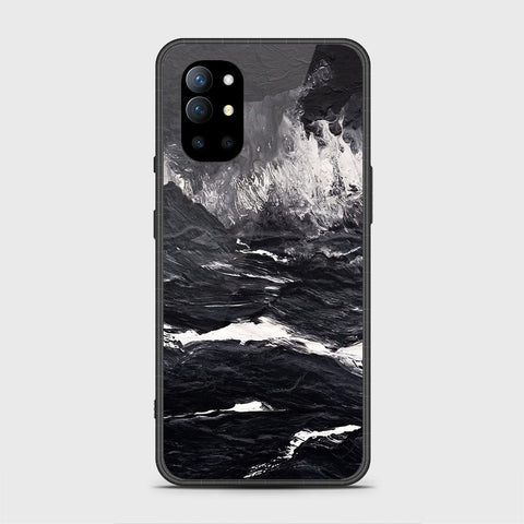 OnePlus 9R Cover - Black Marble Series - HQ Ultra Shine Premium Infinity Glass Soft Silicon Borders Casee