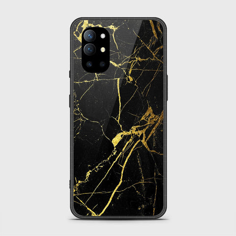 OnePlus 9R Cover - Black Marble Series - HQ Ultra Shine Premium Infinity Glass Soft Silicon Borders Casee