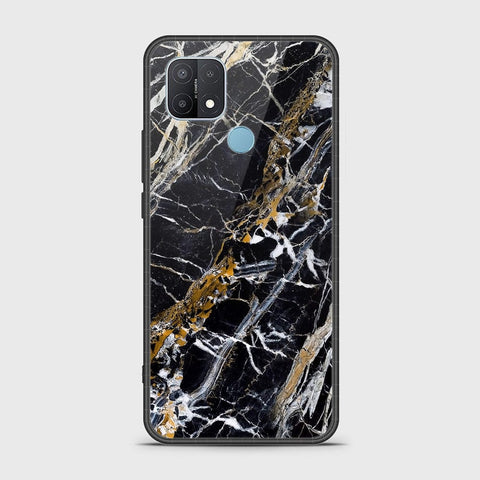 Oppo A15s Cover- Black Marble Series - HQ Ultra Shine Premium Infinity Glass Soft Silicon Borders Case