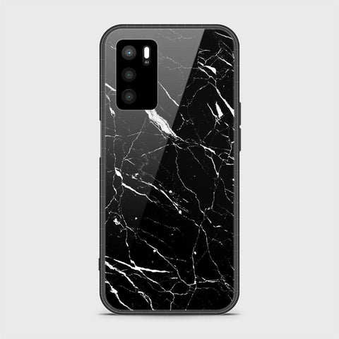 Oppo A16 Cover- Black Marble Series - HQ Ultra Shine Premium Infinity Glass Soft Silicon Borders Case