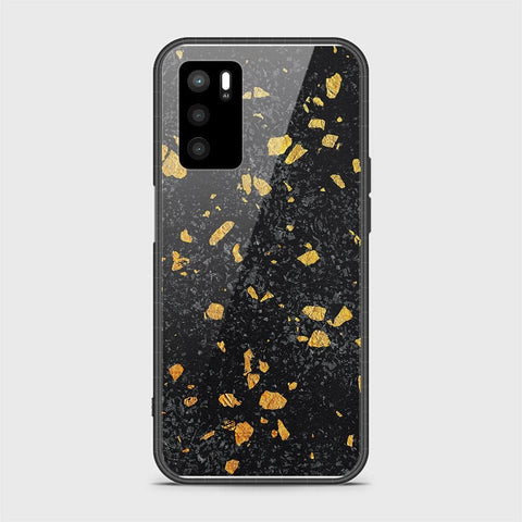 Oppo A16 Cover- Black Marble Series - HQ Ultra Shine Premium Infinity Glass Soft Silicon Borders Case