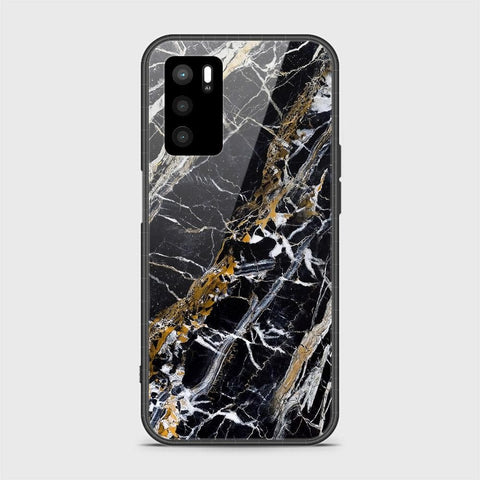 Oppo A16 Cover- Black Marble Series - HQ Ultra Shine Premium Infinity Glass Soft Silicon Borders Case