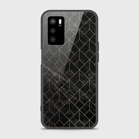 Oppo A16 Cover- Black Marble Series - HQ Ultra Shine Premium Infinity Glass Soft Silicon Borders Case