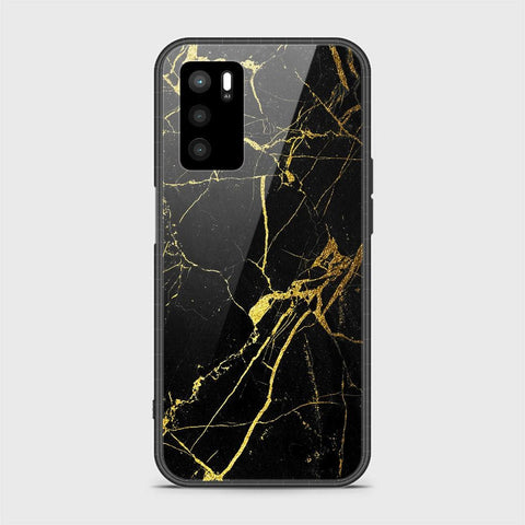 Oppo A16 Cover- Black Marble Series - HQ Ultra Shine Premium Infinity Glass Soft Silicon Borders Case