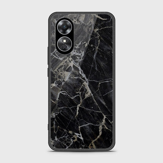Oppo A17k Cover- Black Marble Series - HQ Ultra Shine Premium Infinity Glass Soft Silicon Borders Case