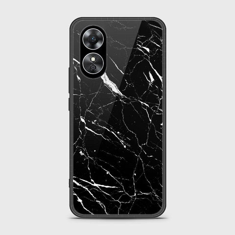 Oppo A17 Cover- Black Marble Series - HQ Ultra Shine Premium Infinity Glass Soft Silicon Borders Case