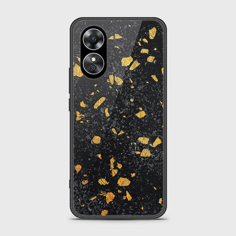 Oppo A17 Cover- Black Marble Series - HQ Ultra Shine Premium Infinity Glass Soft Silicon Borders Case