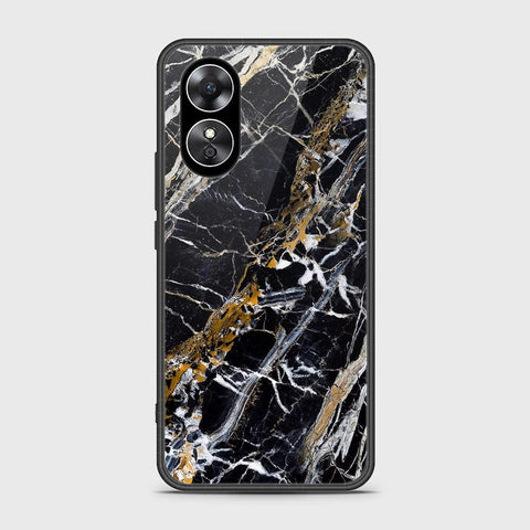 Oppo A17 Cover- Black Marble Series - HQ Ultra Shine Premium Infinity Glass Soft Silicon Borders Case