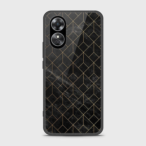 Oppo A17 Cover- Black Marble Series - HQ Ultra Shine Premium Infinity Glass Soft Silicon Borders Case