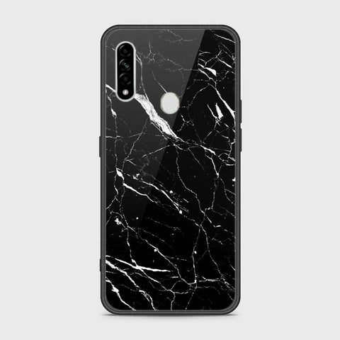 Oppo A31 Cover- Black Marble Series - HQ Ultra Shine Premium Infinity Glass Soft Silicon Borders Case