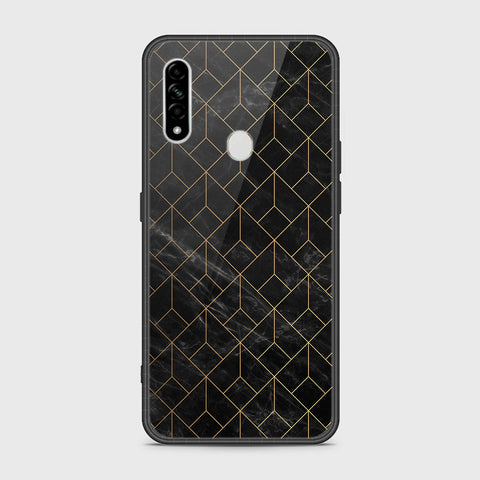 Oppo A31 Cover- Black Marble Series - HQ Ultra Shine Premium Infinity Glass Soft Silicon Borders Case