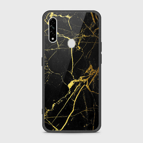 Oppo A31 Cover- Black Marble Series - HQ Ultra Shine Premium Infinity Glass Soft Silicon Borders Case