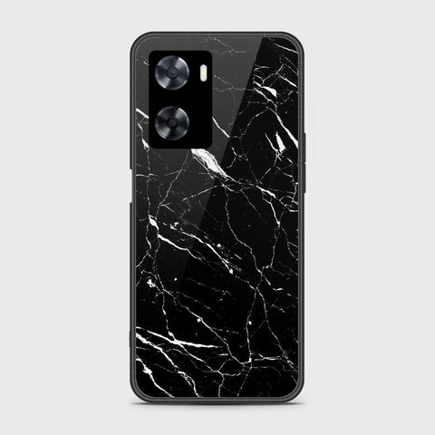 Oppo A57s Cover- Black Marble Series - HQ Ultra Shine Premium Infinity Glass Soft Silicon Borders Case